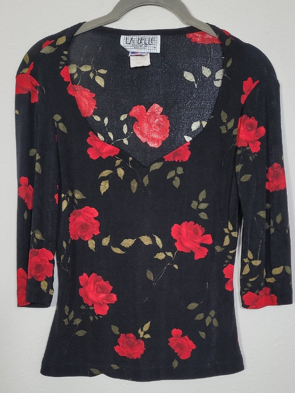 Y2K 90s Floral Fitted Top Size Small Dark Romantic Rose Whimsigoth Feminine